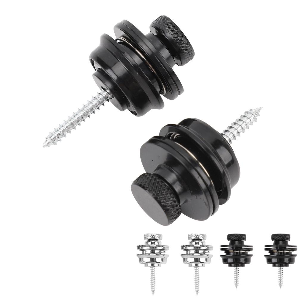 2Pcs Guitar Strap Locks Security Buttons Heavy Duty Metal Flat Round Head Non Slip Fall Resistant To