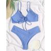 Nuovo set bikini ad alta elasticità per l'estate 2024 due pezzi tinta unita lace-up costume da bagno donna sexy costume da bagno da spiaggia costumi da bagno