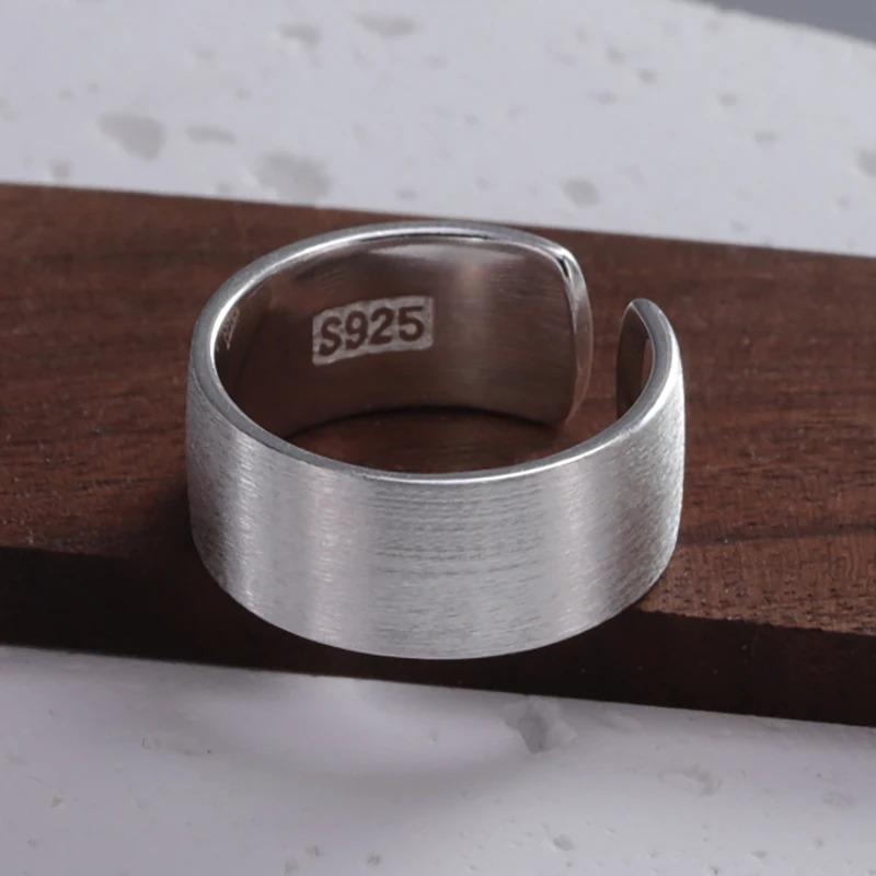 Sam Panda 925 Silver Rings For Women Men Fine Jewelry Finger Adjustable Open Vintage Chain Ring For Party Birthday Gift
