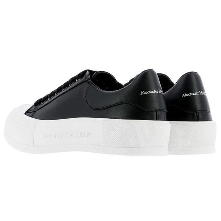 Alexander Mcqueen Deck Plimsoll Lace Up Sneakers 'Black White' Women's 667245WIAB61070