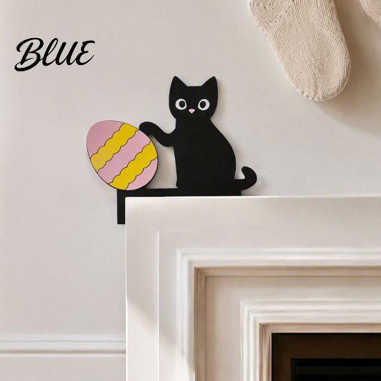 Cute Cat Door Corner Decor Wooden Cartoon Frame Pendant Black Unique Decoration Decoration Decorative Wall Sticker for Photo Frames And Cabinets