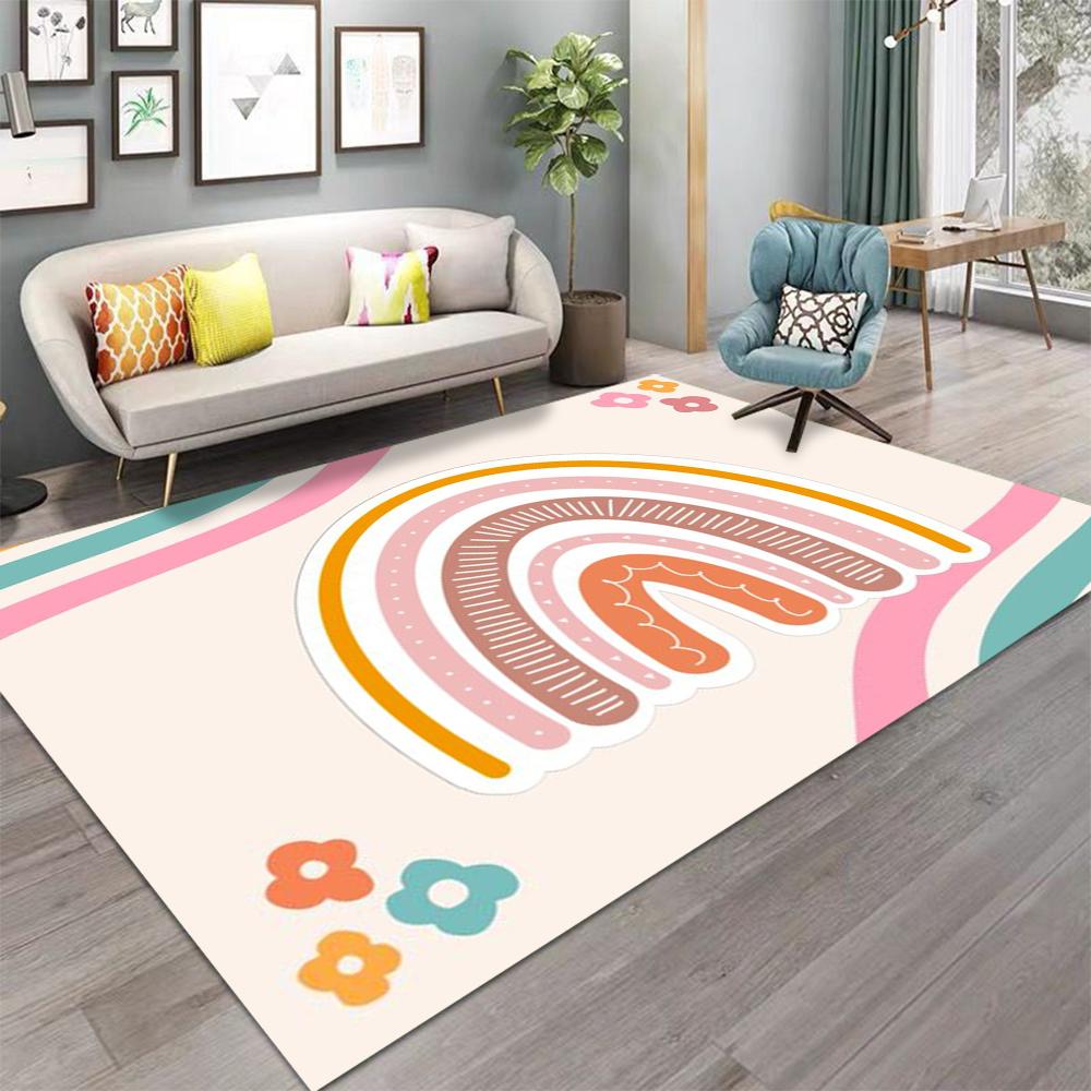 Timeless Rainbow Carpet Living Room Decor Sofa Rug Bedroom Bedside Rug Kitchen Room Table Mat Parent-Child Reading Area FloorMat