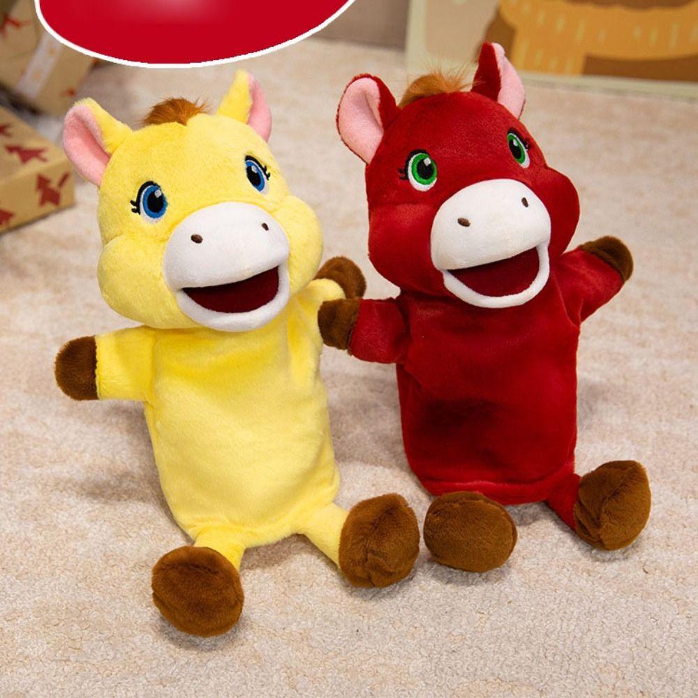 Simulation Stuffed Plush Horse Toys Horse Hand Finger Story Puppet  New Year
