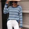 Dame Mote Casual Høst Vinter Stripeprint Langermet O-hals Gensere