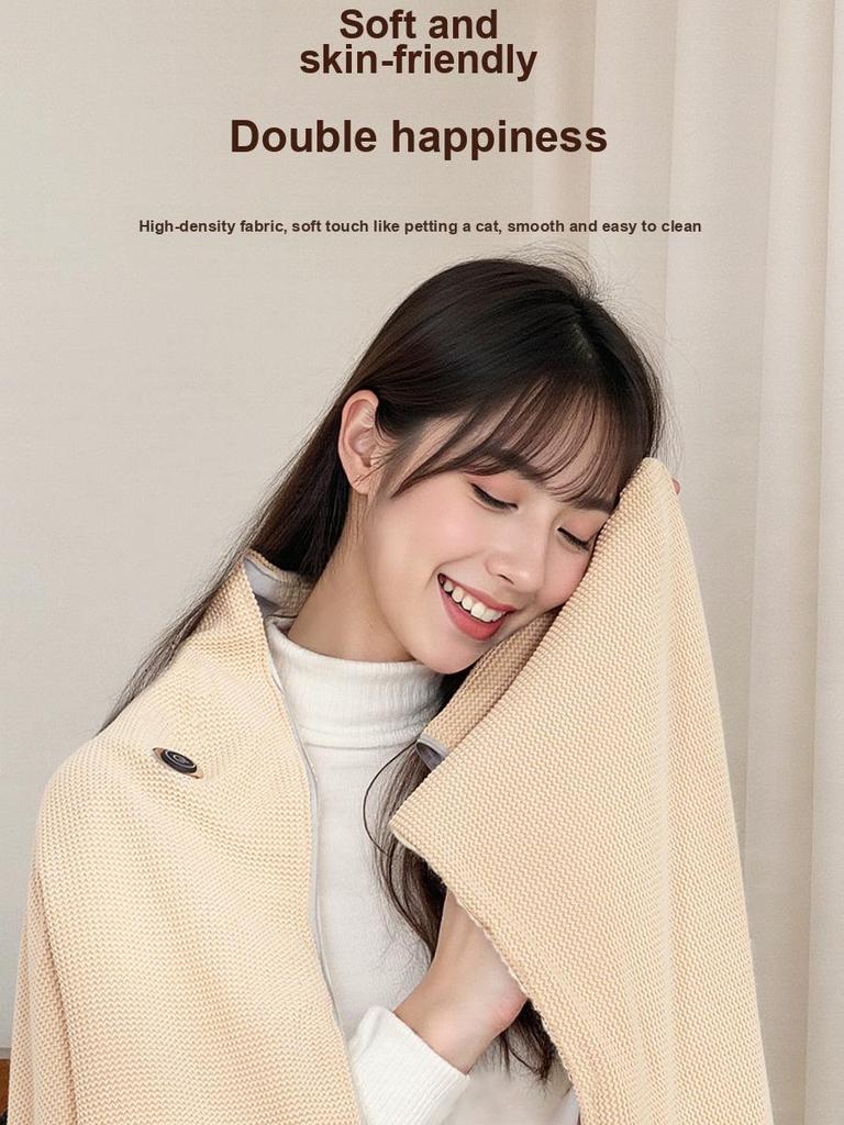 Portable Electric Heated Shawl Warmer Travel Blanket Washable Outdoor Small Home User without power bank
