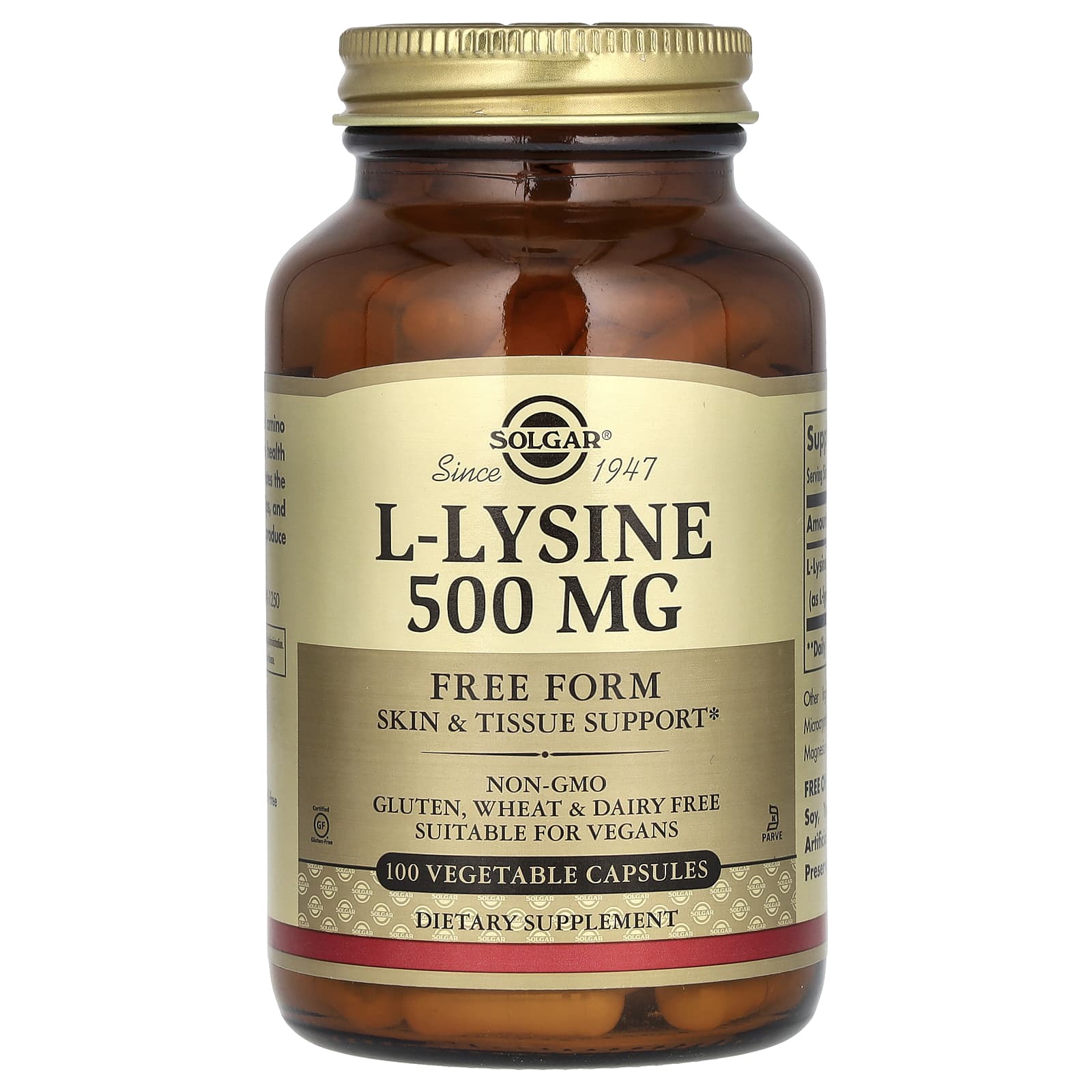 

L-Lysine, Free Form, 500Mg, 100 Veggie Caps