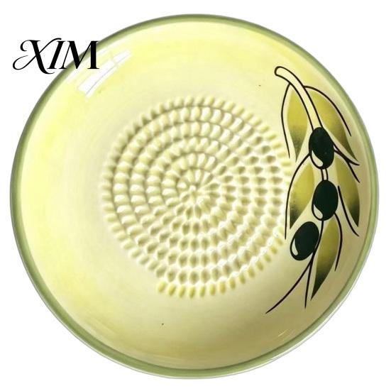 Wielofunkcyjna tarka do przecierów owocowych Ceramiczna tarcza do mielenia imbiru i czosnku, Tarka z ostrymi ząbkami, Łatwa do czyszczenia ręczna maszynka do mielenia dodatków żywnościowych