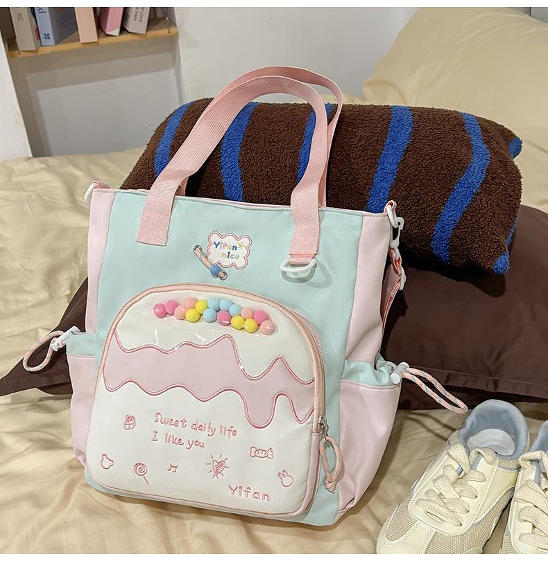 Schoolbag high-end college style junior high school student schoolbag female cream pain bag backpack fresh and cute large capacity backpack