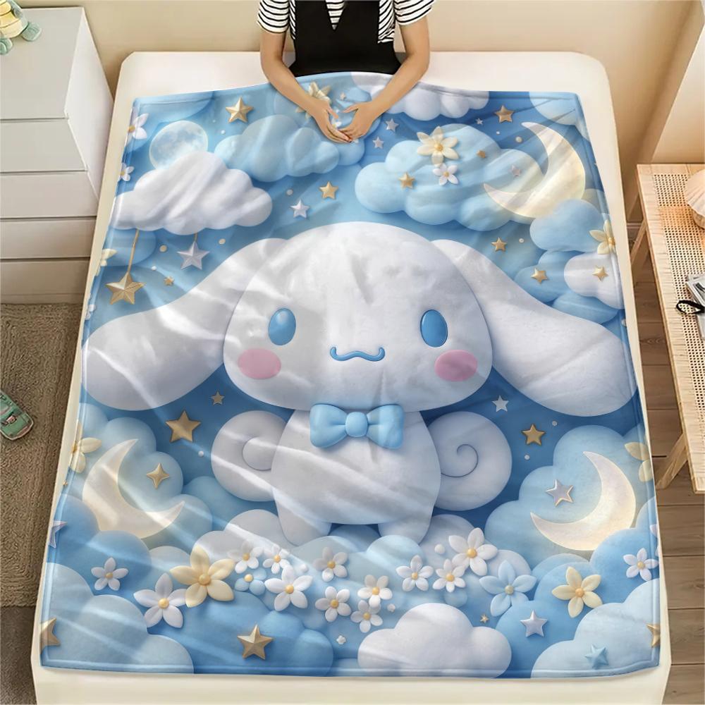 1PC Cinnamoroll Print Flannel Blanket, High Quality All Seasons, Home Decor, Warmth and Comfort, Perfect for Christmas Gifts