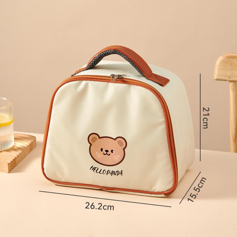 New Portable Insulated Lunch Bag Cute Bear Waterproof Thermal Food Container Bag Large Capacity Cooler Bag for Students Adult