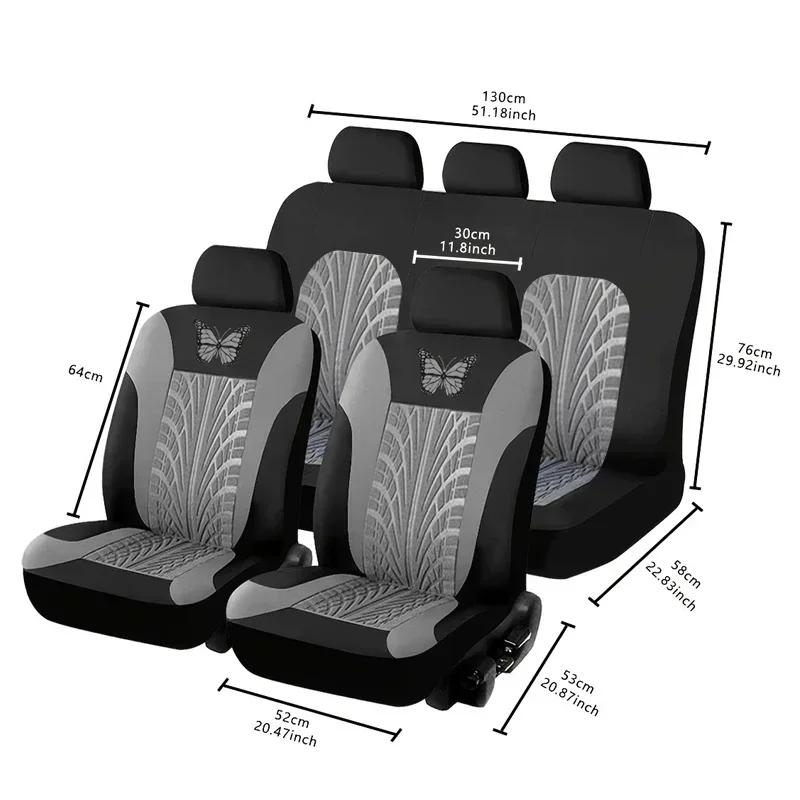 Funda de Asiento de Coche Juego Completo, Funda de Asiento para Coche Bordada con Patrón de Mariposa Universal