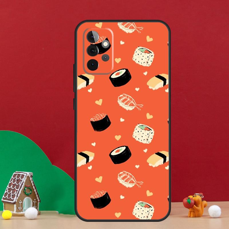 Kawaii Sushi Pattern Case For Samsung Galaxy A17 A06 A16 A56 A36 A54 A34 A14 A52 A32 A13 A23 A33 A53 A15 A35 A55
