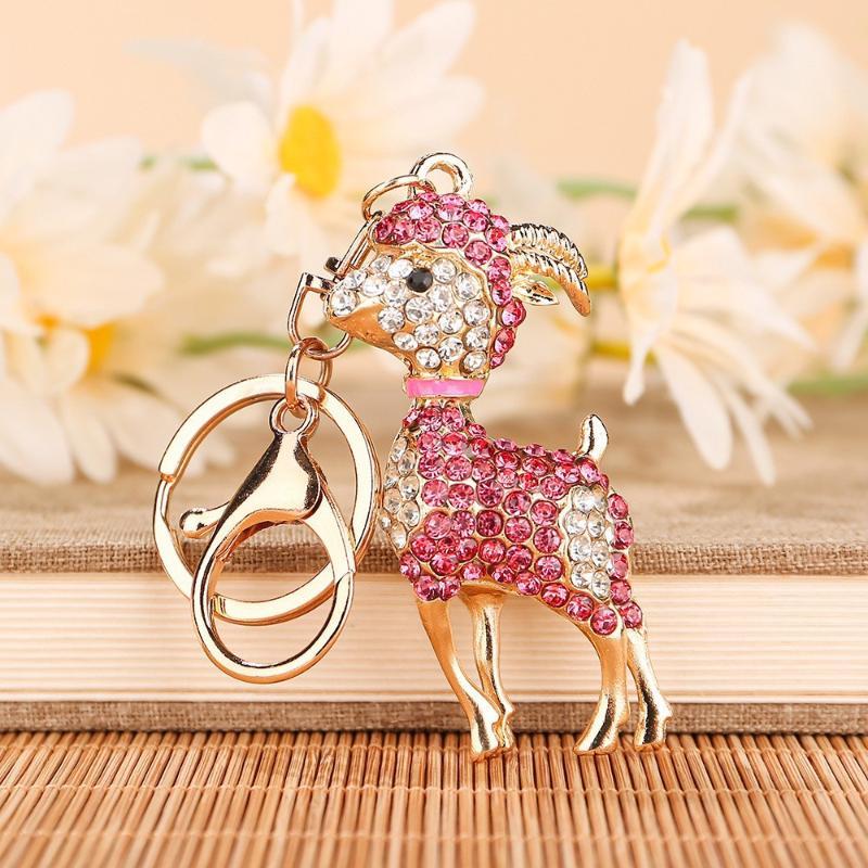 Zodiac Goat Rhinestone Keychain Shiny Bling Rhinestone 1Pcs Alloy Key Ring for Graduation Gift Backpack Pendant
