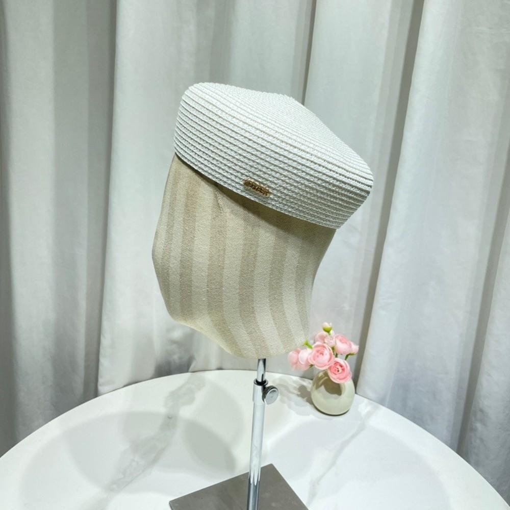 Structured Crown Women's Straw Pillbox Hat Solid Round Dress Hat New Brimless Cap Formal Occasions