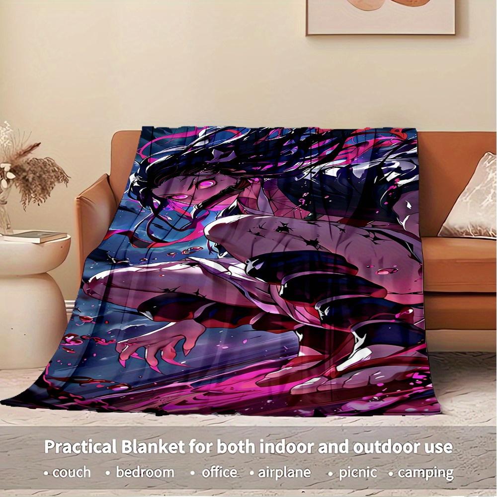 For Demon Slayer: Kimetsu No Yaiba-Themed Flannel Blanket, Glam Style, Digital Print, All-Season Comfort, ,for Cozy Plush Flannel Cover104
