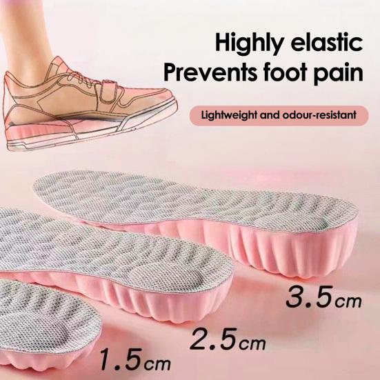 1 Pair Inner Heightening Insole Breathable Anti-Odor Arch Support Multi-Level Height 1.5/2.5/3.5cm Ergonomic Shoe Inserts for Sports Shoes