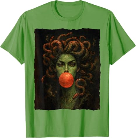 Medusa Kaugummi Feministin Griechische Mythologie Halloween T-Shirt Mythisches Monster Schlangenhaar Gorgone Lustig Fantasy Ästhetik Kleidung