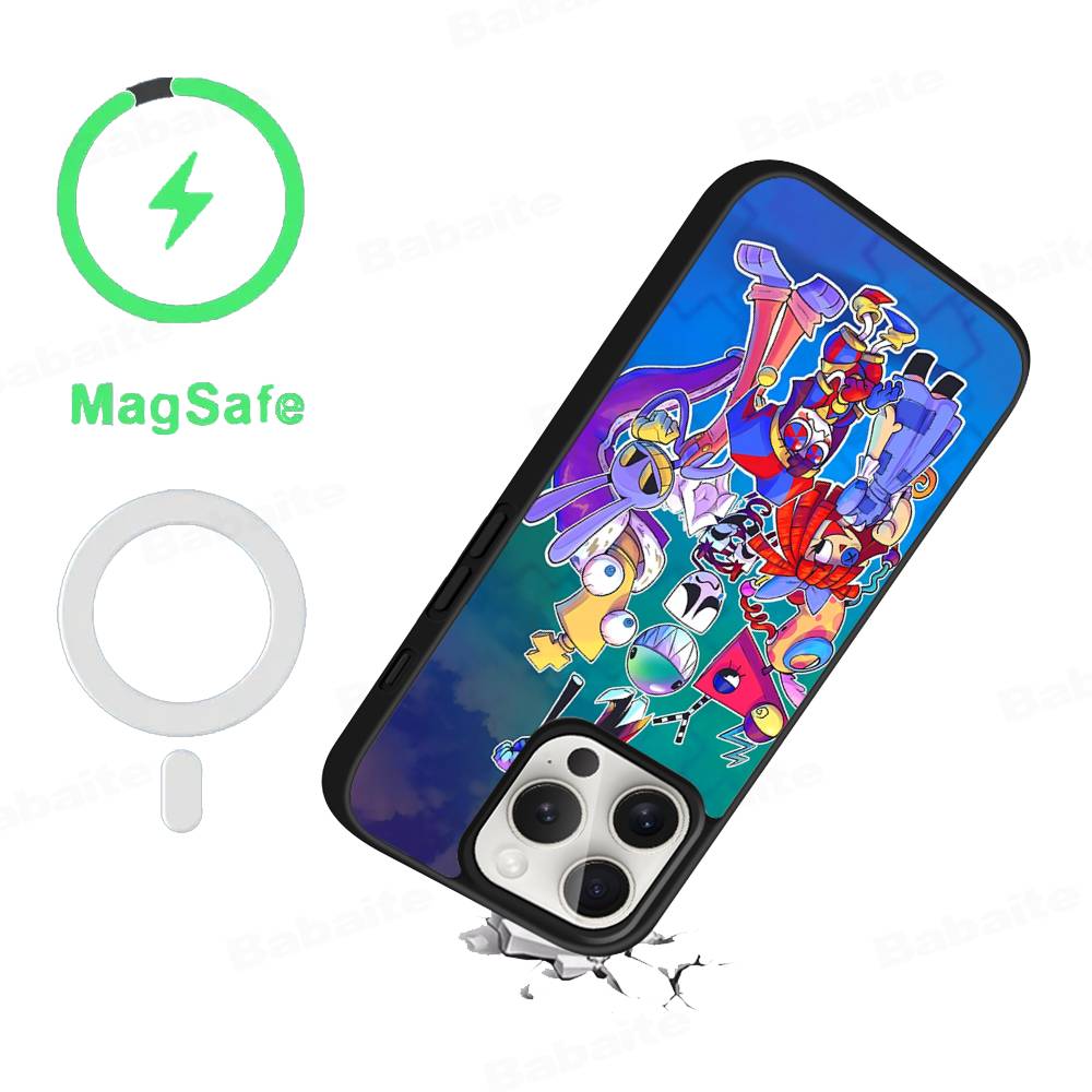 Erstaunliche Digitaler Zirkus Handyhülle Magnetische Hülle Für IPhone 16 14 13 12 11 15 Pro Max Plus Für Magsafe Kabelloses Lade Cover