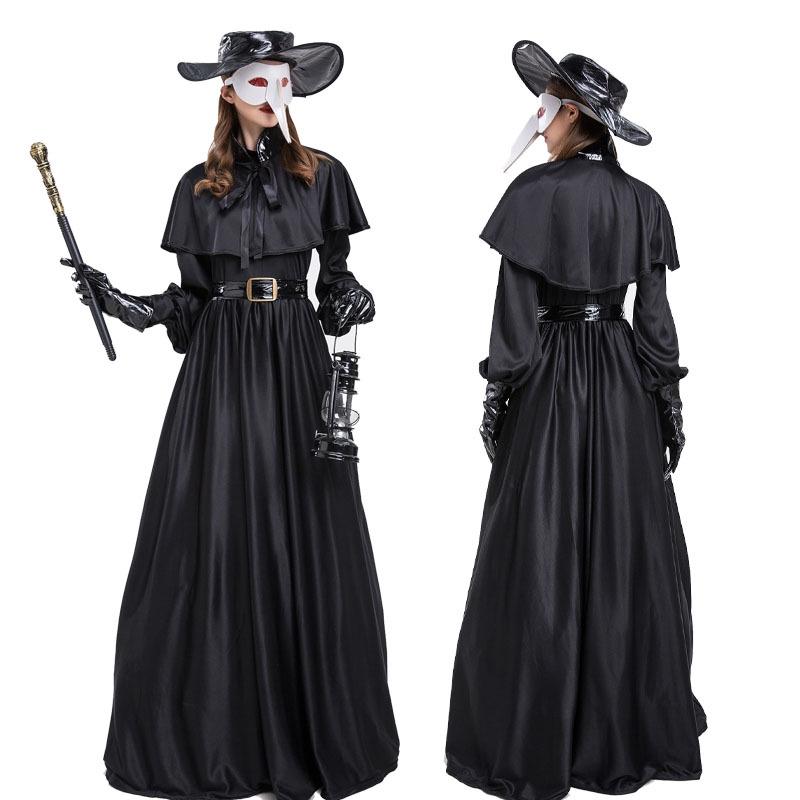 Costume da Medico della Peste Steampunk Corvo per Halloween con Becco Lungo