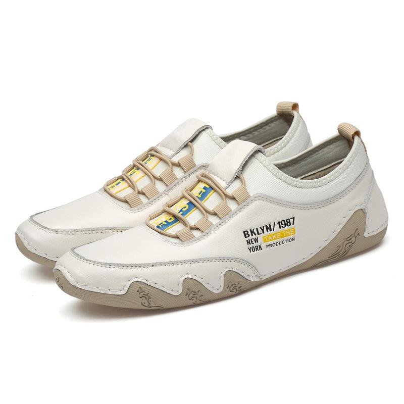 2025 summer new products men's leather driving shoes hand-sewn soft sole non-slip wear-resistant fashion casual shoes