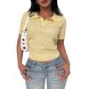 Top Corto Casual a Maglia con Scollo a Polo a Maniche Corte da Donna