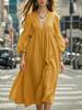 European & American Spring/Summer Women's Casual Lantern Sleeve Maxi Dress