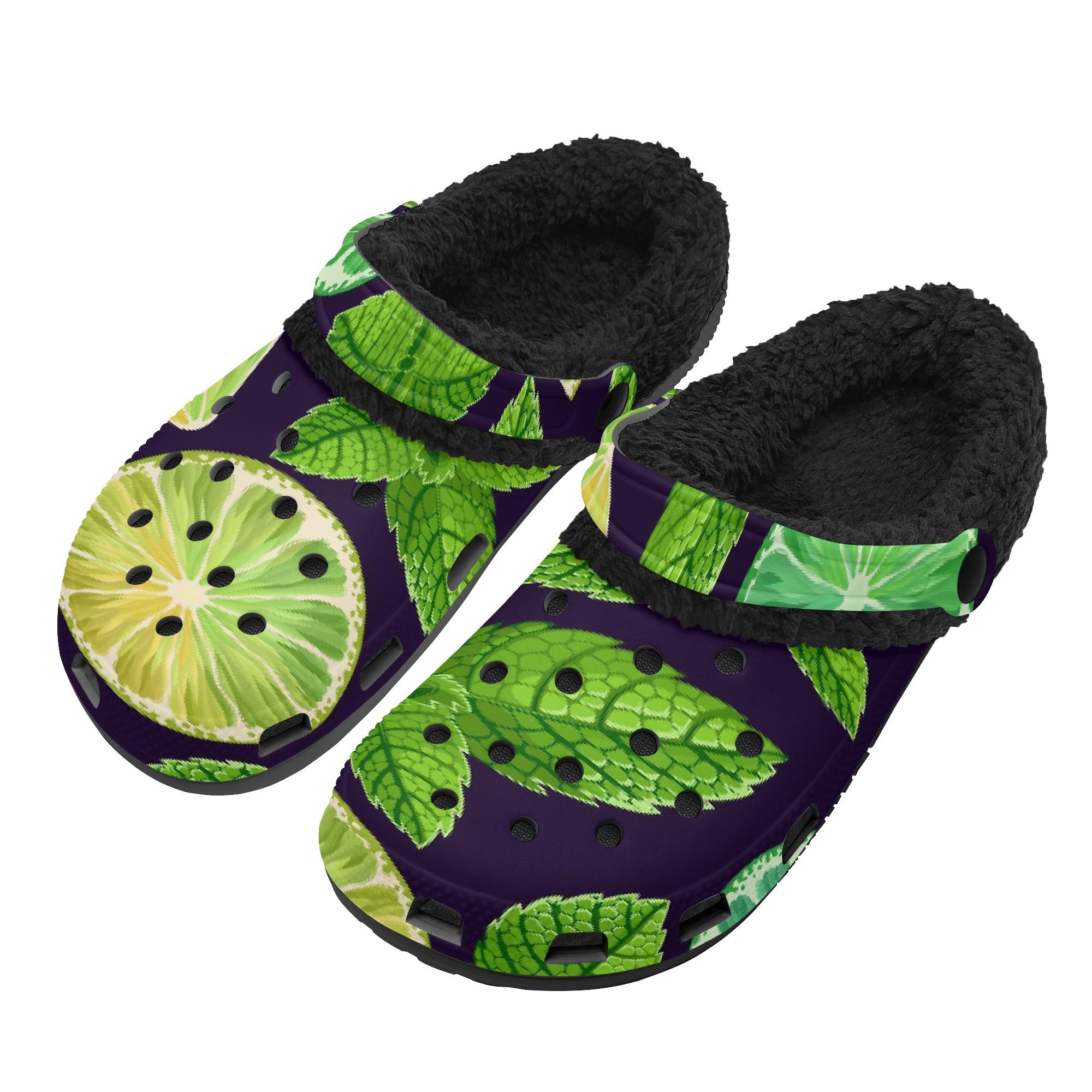 

1 Pair Unisex Black Fleece Lined Clogs Cozy Winter Slip On Shoes Using Flexible EVA Outsole 48 чорний