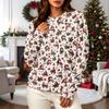 Women's Casual Christmas Print Crewneck Sweatshirt Long Sleeve Top for Holiday Wear