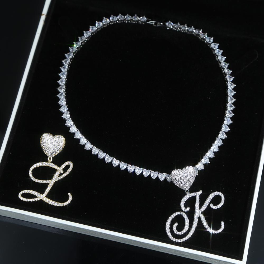 New Fashion Design Bling Women Girl Jewelry Micro Pave Cz Silver Gold Colors All 26 Initial Alphabet Letter Pendant