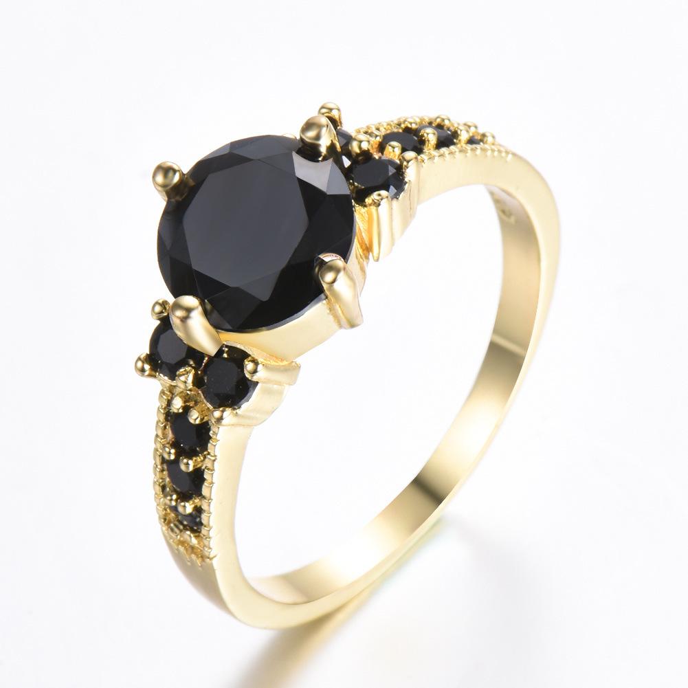 

European and American Diamond Set Zircon Four Claw Round Ring with Retro Simplicity and Personality No. 11