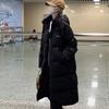 Black Down-padded Jacket for Women Winter New Korean Style Long Over-the-knee Bread Coat Thickened Jacket
