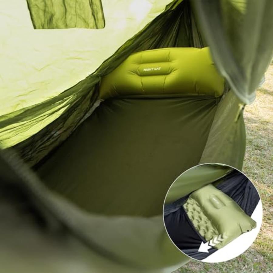Lightweight Portable 4 in 1 Hammock Tent with Rain Tarp and Mosquito Net for Hiking Jungle Outdoor in Blue