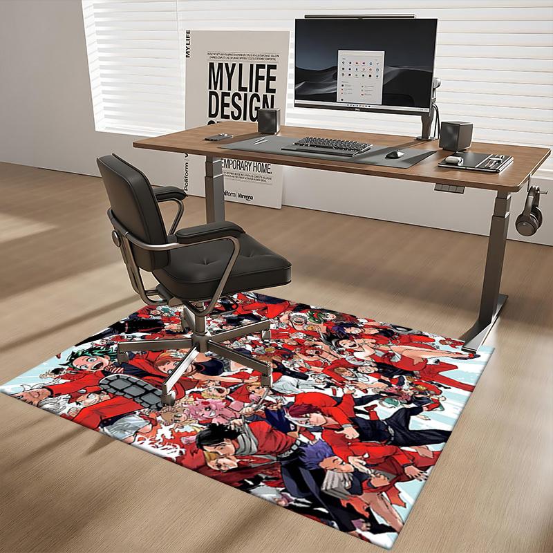 1pc My Hero Academia Chair Mat - Anime Cartoon Design Office Desk Pad, Non-Slip Carpet for Home Decor, Living Room, Bedroom, Game Room, Birthday Gift,