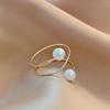 1pc Wrapped Faux Pearl Triple Layer Open Adjustable Ring