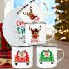 Personalized Mug Custom Deer with Name Cup Christmas Party Drink Hot Cocoa Juice Cups Handle Enamel Mugs Xmas Best Gift for Kids