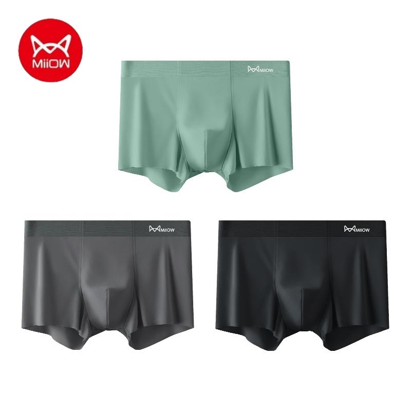 

MiiOW, 3 шт., ультратонкие мужские трусы из ледяного шелка AAA, проводящее антибактериальное мужское нижнее белье, летние сексуальные бесшовные шорты-боксеры 5XL XXL