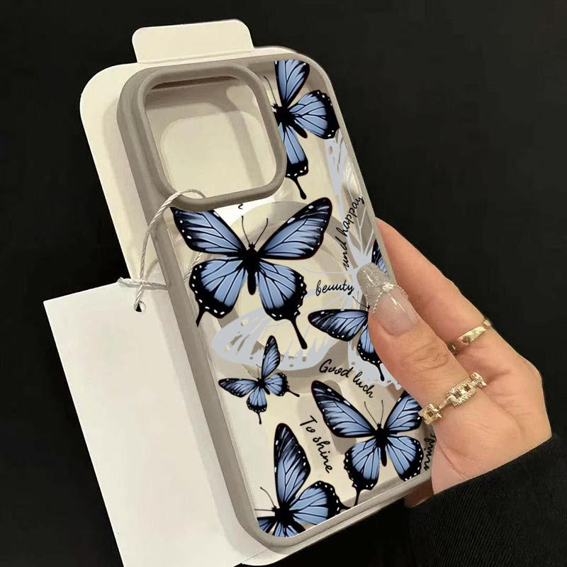 Butterfly Magnetic Transparent Phone Case For iPhone 17 16 15 14 13 12 11 Pro Max Plus Air 16E For Magsafe Wireless Charge Cover