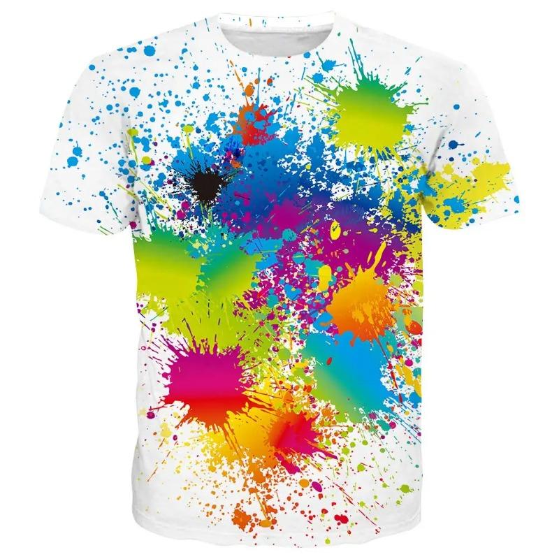 Fashionable and Colorful Tie Dye Graffiti 3D Printed Men's Round Neck Short Sleeved T-shirt