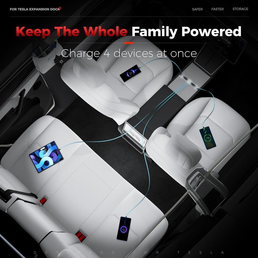 For Tesla Model 3 Y Highland Juniper 2026 45W Quick Charger Expansion Dock Hidden USB Shunt Hub Intelligent Docking Station
