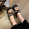 Summer 2024 New Platform Women's Toe Slippers Trendy Korean Version Comfortable Cross Strap Beach Shoes Fashion Sandals