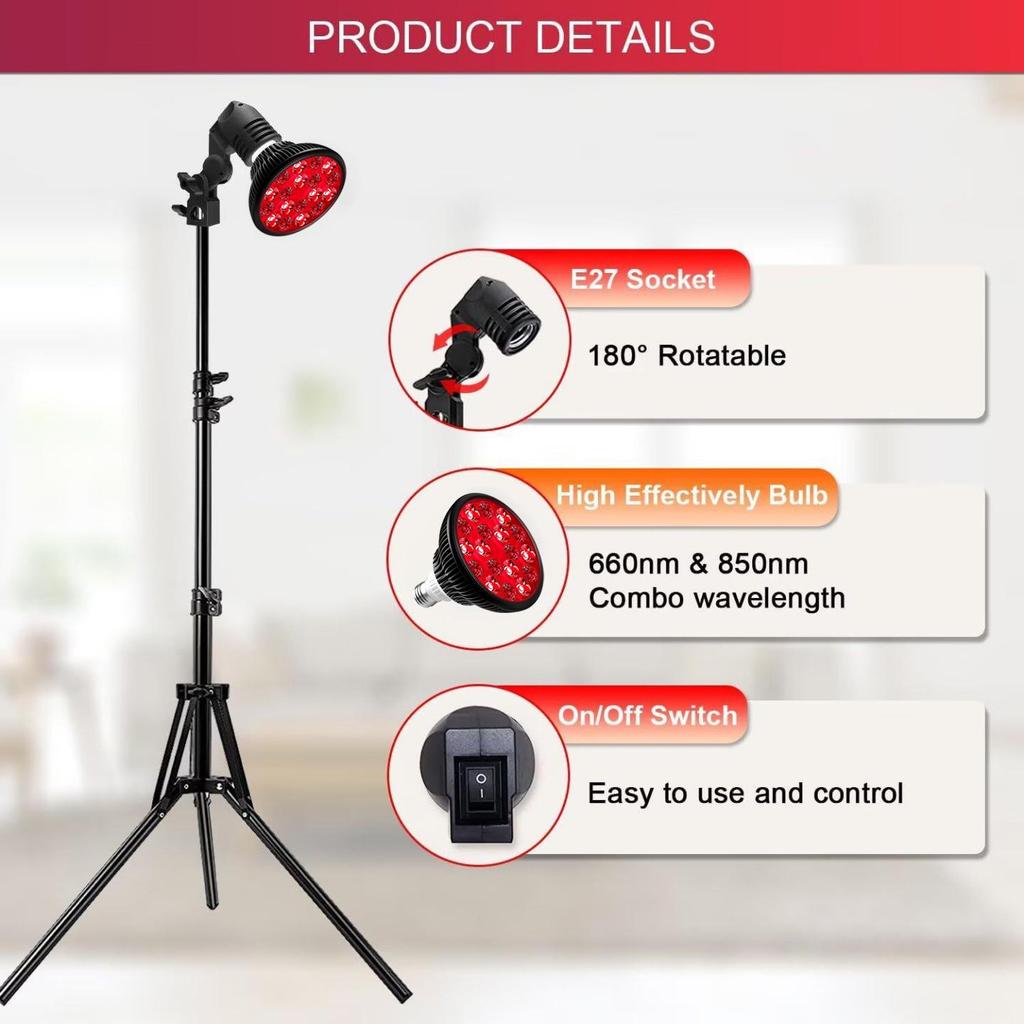 Beauty Salon Therapy Lamp: 660nm Red & 850nm Near-Infrared 18 LED Desktop Light