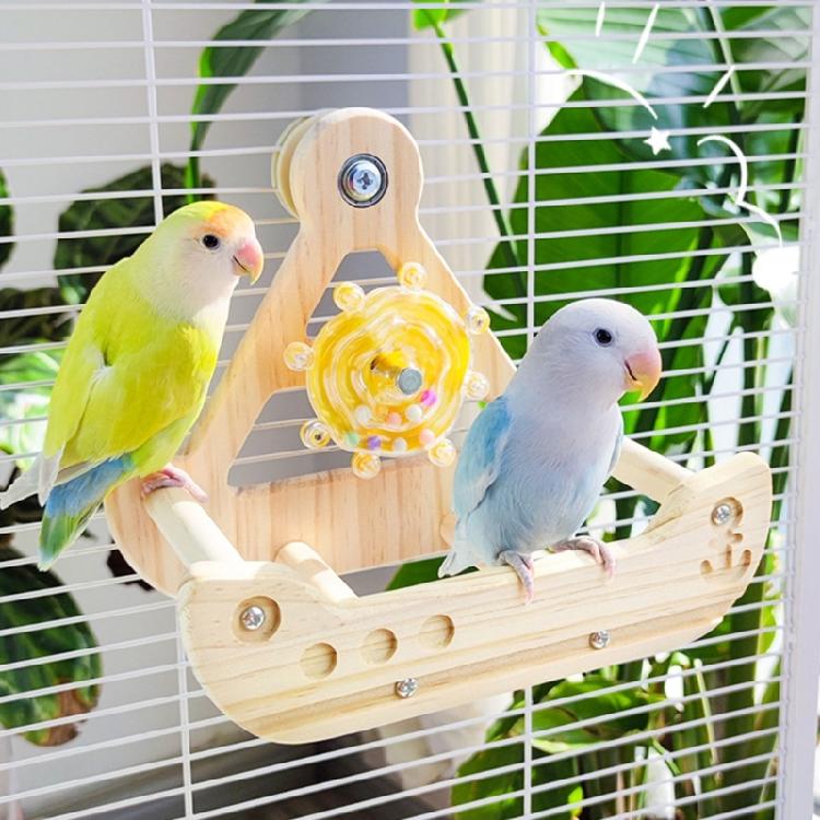 Rocking Parrot Playgrounds Stand Perch Toy with 4 Chewable Perches Encouraging Balance Exercise For Small to Large Bird