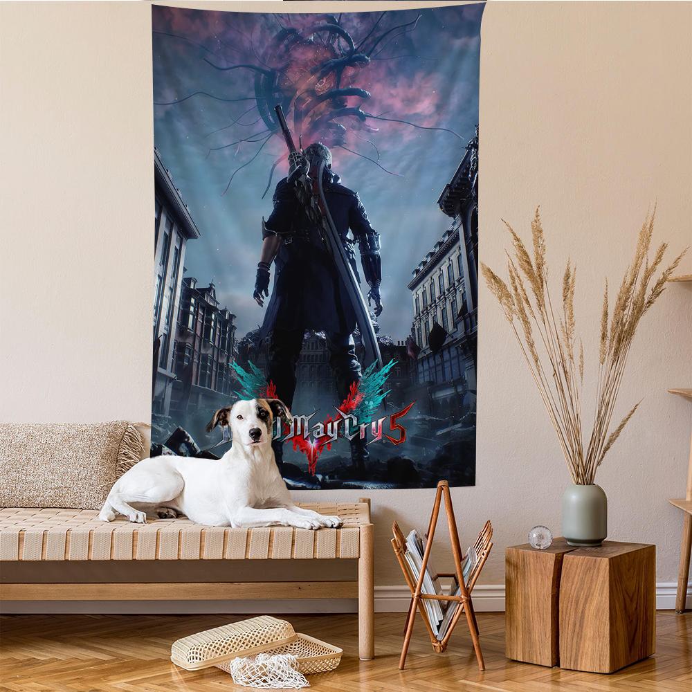 Game Devil May Cry Anime Tapestry Hippie Flower Wall Carpets Dorm Decor Cheap Hippie Wall Hanging
