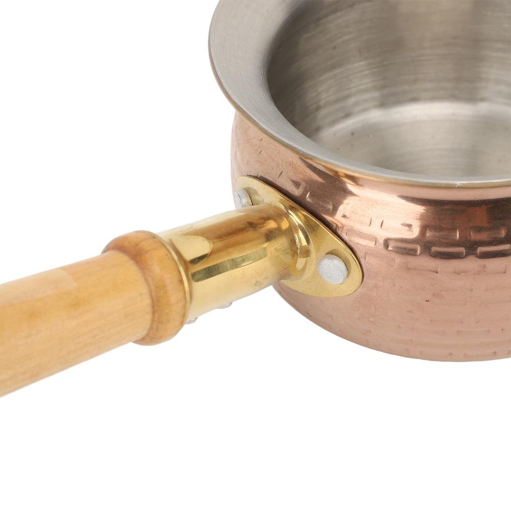 Rose Gold Wooden Color Butter Warmer Pot Stainless Steel Sauce Pan  Milk Coffee Pouring Oil