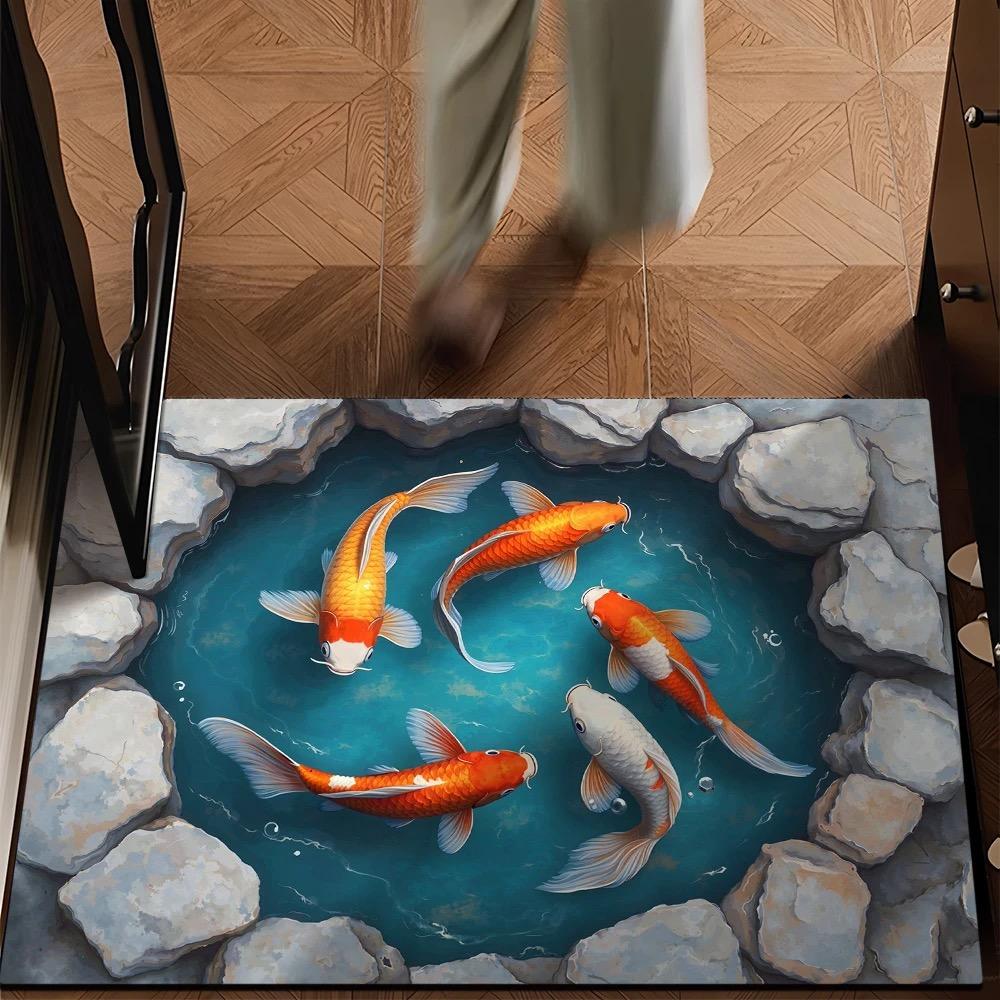 70x100cm 3D Visual Polyester Floor Mat – Durable Velvet Non-Slip Bathroom Door Rug