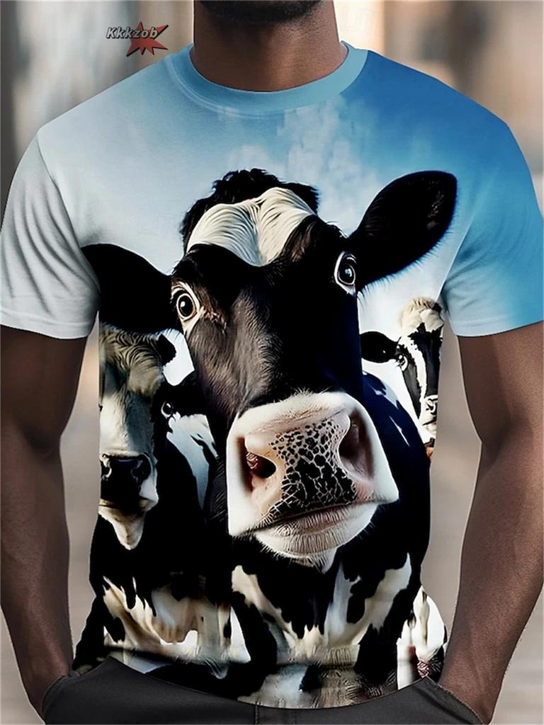 Men's 3D Print T-Shirt with 3D Design, Round Neck, Short Sleeve, Loose Fit, Plus Size, Summer Men's Wear