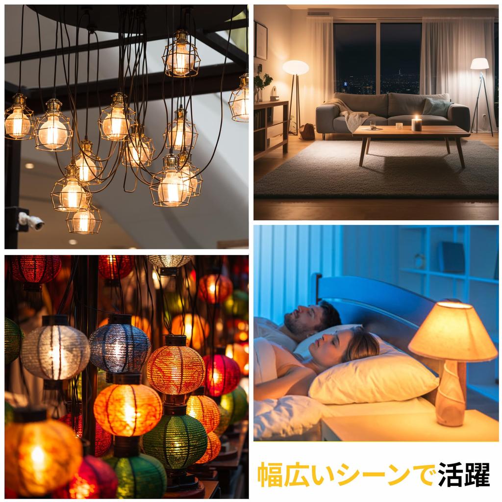 E26 LED Bulb, Dimmable, 40W, Warm White, Edison Bulb, 4W, Filament Bulb, G50, Globe Shape, Retro, Clear Bulb, PSE Certified, Pack of 2