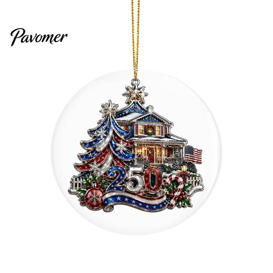 Restaurant Hotel Christmas Decorations 250th Anniversary Acrylic Hanging Ornament, Double Side Printed Festive Holiday Decor Thoughtful Gift for Loved