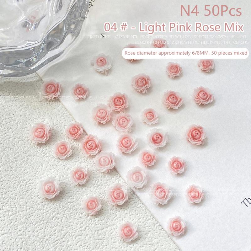 

50 шт. мини-цветок для дизайна ногтей, драгоценные камни из смолы, поделки для ногтей, 3D наклейки для гель-лака, аксессуары для ногтей, разноцветные розы