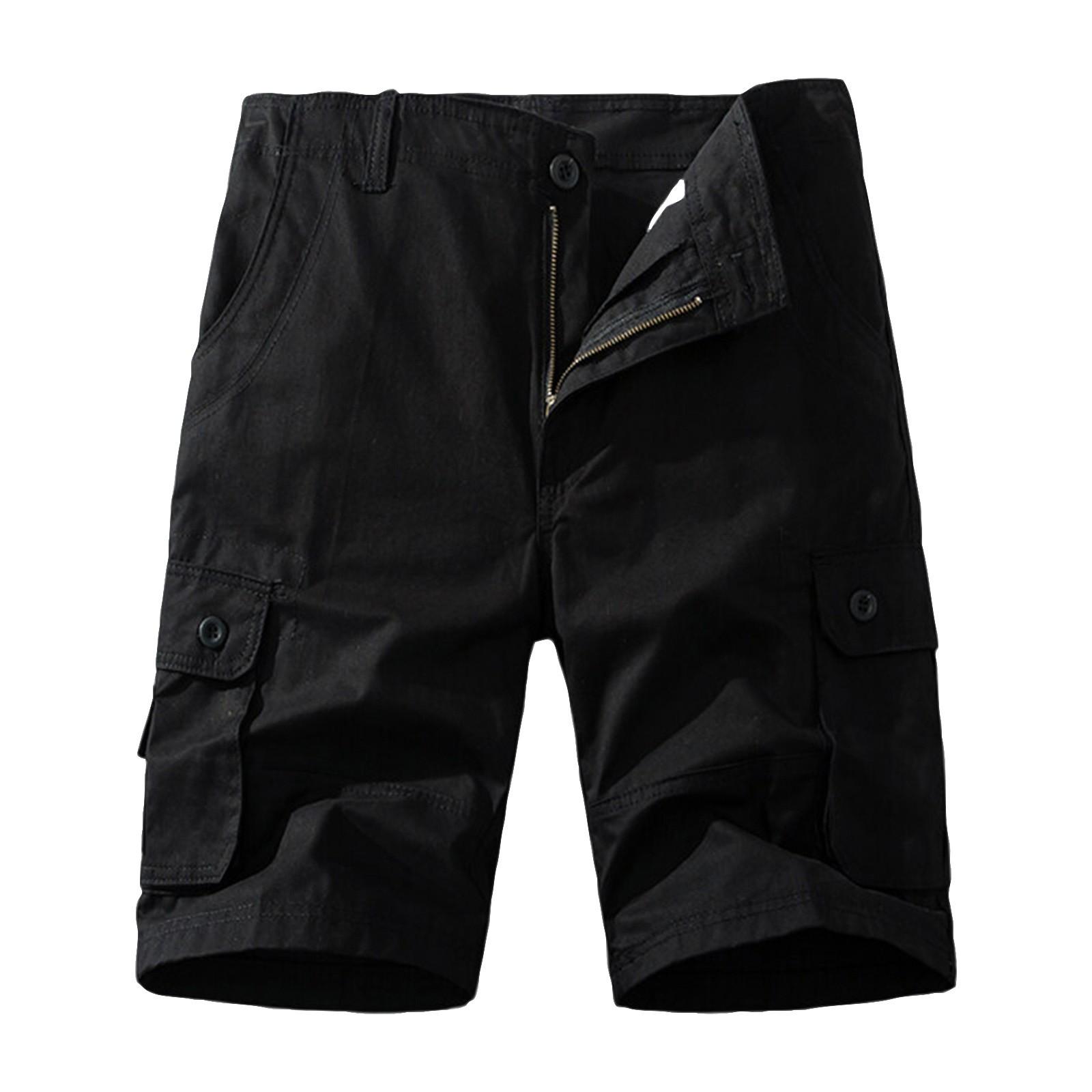 

Мужские летние модные хлопковые повседневные брюки брюки многокарманные комбинезоны шорты мужские 34 чёрный